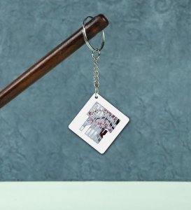 Delicate Pink and Winter White Vibes Printed Keychain Pack of 2