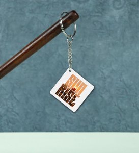 Golden Morning Over Still Pebble Path Printed Keychain Pack of 2