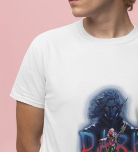 Born of Dusk: Enchanted Warrior Elves Graphic Printed White T-Shirt