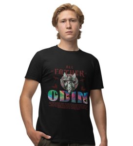 Allfather of Runes: Norse Legend Graphic Printed Black T-Shirt
