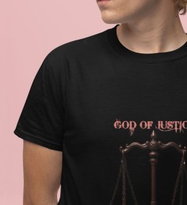 Voice of Balance: Keeper of Sacred Justice Graphic Printed Black T-Shirt for Men