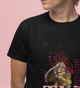 Bound by Duty: The Warrior's Choice Graphic Printed Black T-Shirt for Men