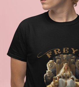 Goddess of War and Love: Power in Beauty's Form Graphic Printed Black T-Shirt for Men