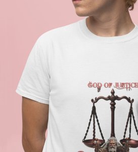 Voice of Balance: Keeper of Sacred Justice Graphic Printed White T-Shirt for Men