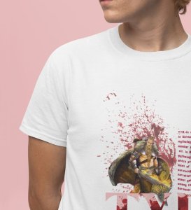 Bound by Duty: The Warrior's Choice Graphic Printed White T-Shirt for Men