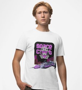 Night Mission: Retro Space Cadet Graphic Printed White T-Shirt