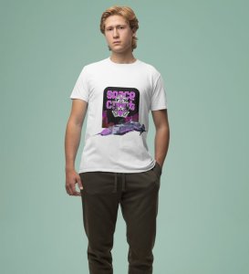 Night Mission: Retro Space Cadet Graphic Printed White T-Shirt