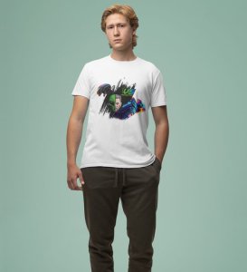 Cosmic Warzone: Alien vs Human Graphic Printed White T-Shirt