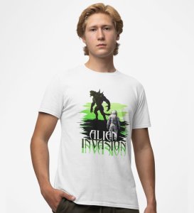 The Last Stand: Alien Invasion Graphic Printed White T-Shirt