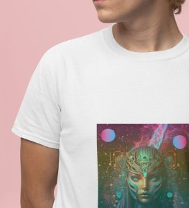 Cyber Galaxy: Robotic Humanoid War Graphic Printed White T-Shirt