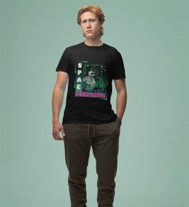 Neon Cosmos: Space Explorer Graphic Printed Black T-Shirt