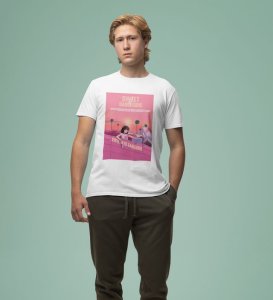 Sassy Sunset: Dangerous in Pink Graphic Printed White T-Shirt