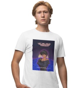 Cyber Crush: Midnight Talk Graphic Printed White T-Shirt