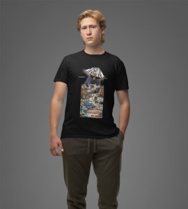 90s Skate Era: Rollin' Through Memories Graphic Printed Black T-Shirt