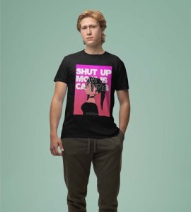 Dramatic Pause: Shut Up Mom's On The Line Graphic Printed Black T-Shirt