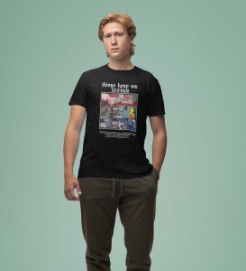 Digital Comforts: Eat Music Game Repeat Graphic Printed Black T-Shirt