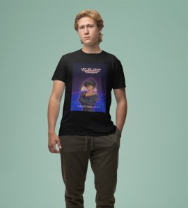 Cyber Crush: Midnight Talk Graphic Printed Black T-Shirt