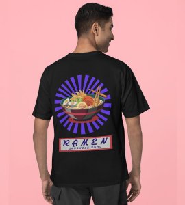 Chopstick Ready: Ramen Time Graphic Printed Black T-shirt