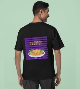 Rolling in Flavor: Omurice Mood On Begins Graphic Printed Black T-shirt