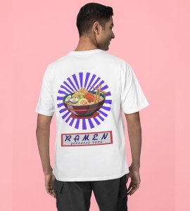 Chopstick Ready: Ramen Time Graphic Printed White T-shirt