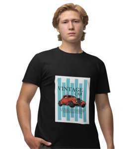 Old School : Vintage Motion Graphic Printed Black T-Shirt