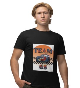 Gear Shift : Squad 65 Style Graphic Printed Black T-Shirt