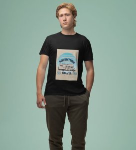 Adventure Bound : Explore the World Graphic Printed Black T-Shirt