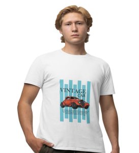 Old School : Vintage Motion Graphic Printed White T-Shirt