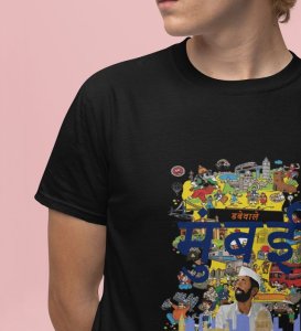 Aamchi Mumbai: Where Cultures Collide & Celebrate Graphic Printed Black T-Shirt for Men
