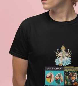 Ambadevi's Light & Tiger's Might: Amravati's Cultural Heritage in Every Step Graphic Printed Black T-Shirt for Men