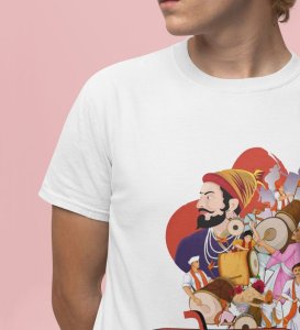 Cultural Glory of Kolhapur: Food, and Traditions Graphic Printed White T-Shirt for Men