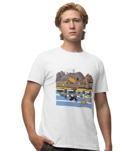 From Coal to Culture: Chandrapur's Heritage and Spirituality Graphic Printed White T-Shirt for Men