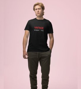 Back to Bombay: 1960 Style Graphic Printed Black T-Shirt