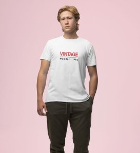 Back to Bombay: 1960 Style Graphic Printed White T-Shirt