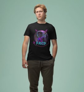 Cyber Storm : Empowering Identity Through Neon and Thunder Graphic Printed Black T-Shirt