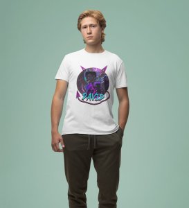 Cyber Storm : Empowering Identity Through Neon and Thunder Graphic Printed White T-Shirt