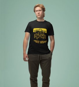 Underground Heat: Graphic Printed Black T-Shirt