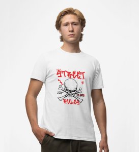 Urban Rebel: Graphic Printed White T-Shirt