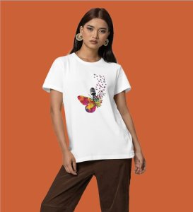 Melody in Motion: Artistic Butterfly and Sound Graphic Printed Black T-Shirt