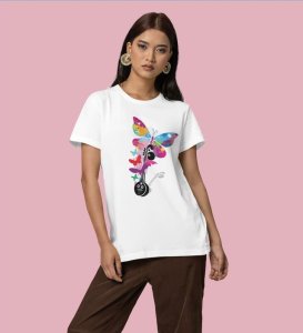 Butterfly Chords: Flying Notes and Color Graphic Printed Black T-Shirt