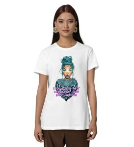 Heritage in Ink: Chinese-Inspired Feminine Design Graphic Printed White T-Shirt