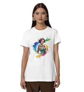 Runes and Roots: Tattooed Elf Spirit Graphic Printed White T-Shirt