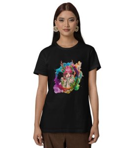 Runes and Roots: Tattooed Elf Spirit Graphic Printed Black T-Shirt