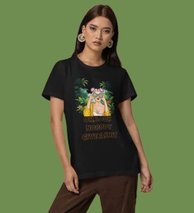 Savage Mood: Oh Look Nobuddy Give Sheet Graphic Printed Black T-Shirt