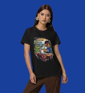 Own Your Power: Born to Be Seen Graphic Printed Black T-Shirt