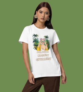 Savage Mood: Oh Look Nobuddy Give Sheet Graphic Printed White T-Shirt