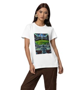 Infinite Float: Spaceman Graphic Printed White T-Shirt