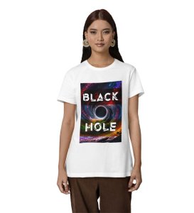 Center of Nothing: Black Hole Graphic Printed White T-Shirt
