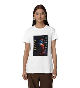 Rotations of Reality: Solar System Graphic Printed White T-Shirt