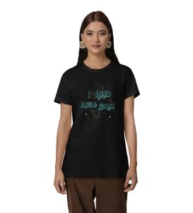 Universe Within: I Need More Space Graphic Printed Black T-Shirt